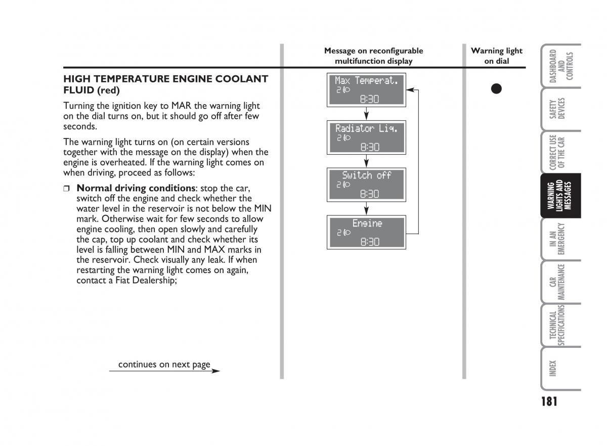 Fiat Punto II 2 owners manual / page 182