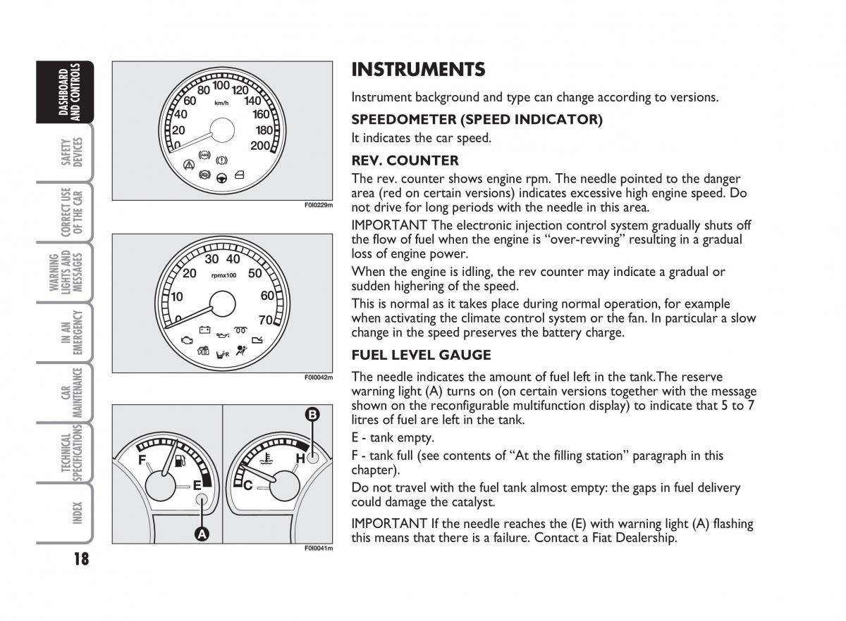 Fiat Punto II 2 owners manual / page 19