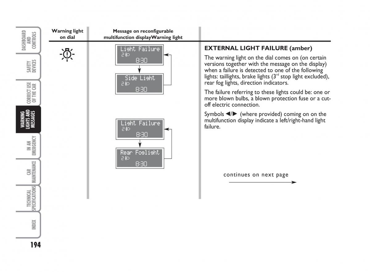 Fiat Punto II 2 owners manual / page 195