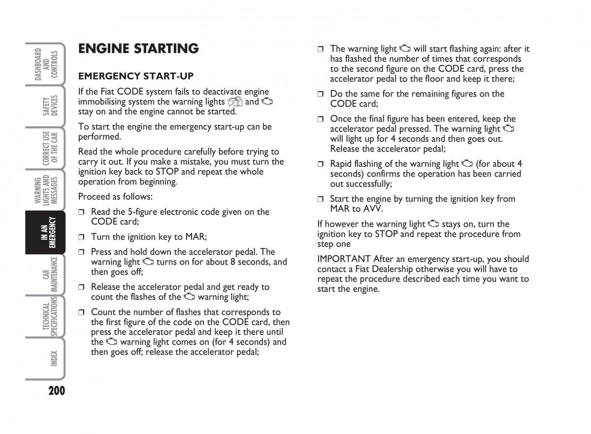 Fiat Punto II 2 owners manual / page 201