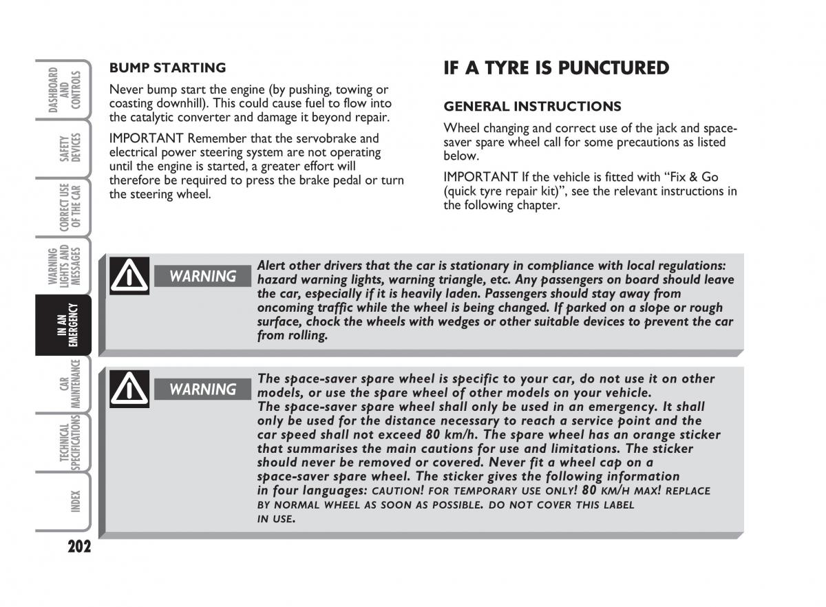 Fiat Punto II 2 owners manual / page 203