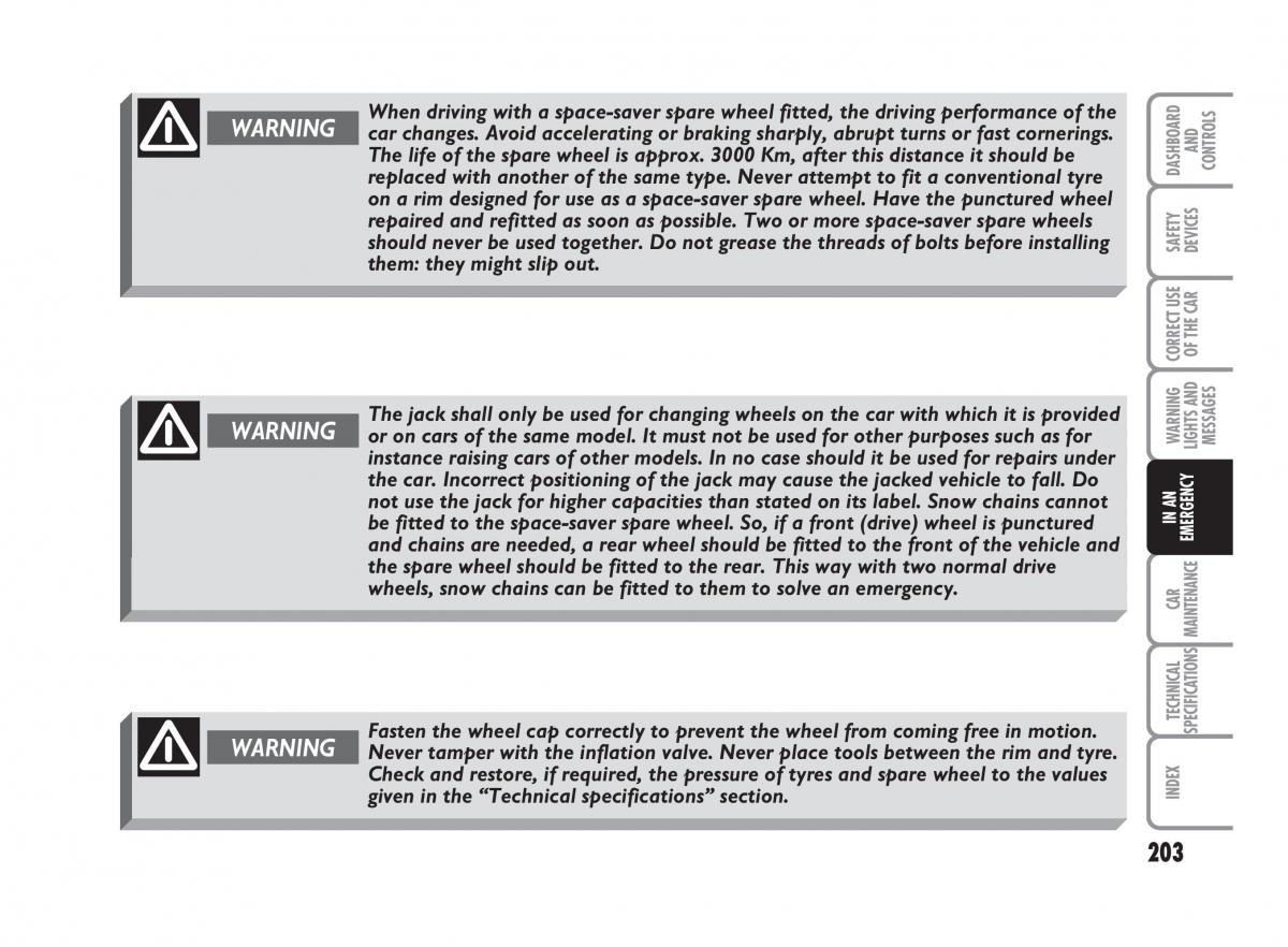 Fiat Punto II 2 owners manual / page 204