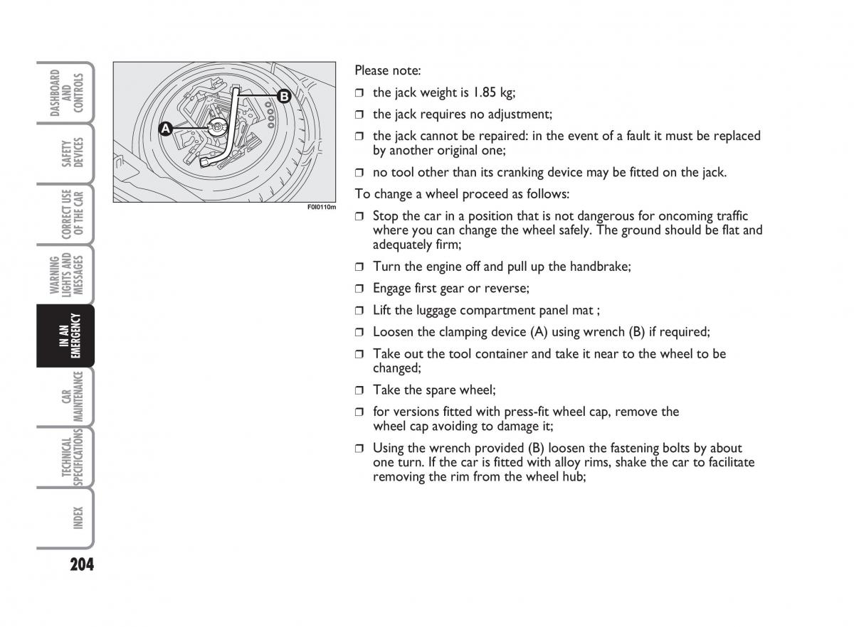 Fiat Punto II 2 owners manual / page 205