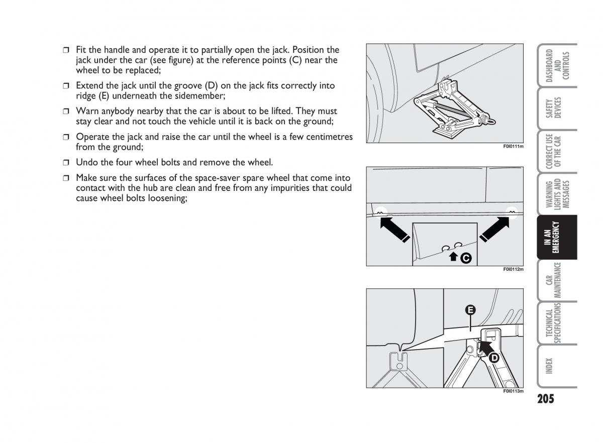 Fiat Punto II 2 owners manual / page 206