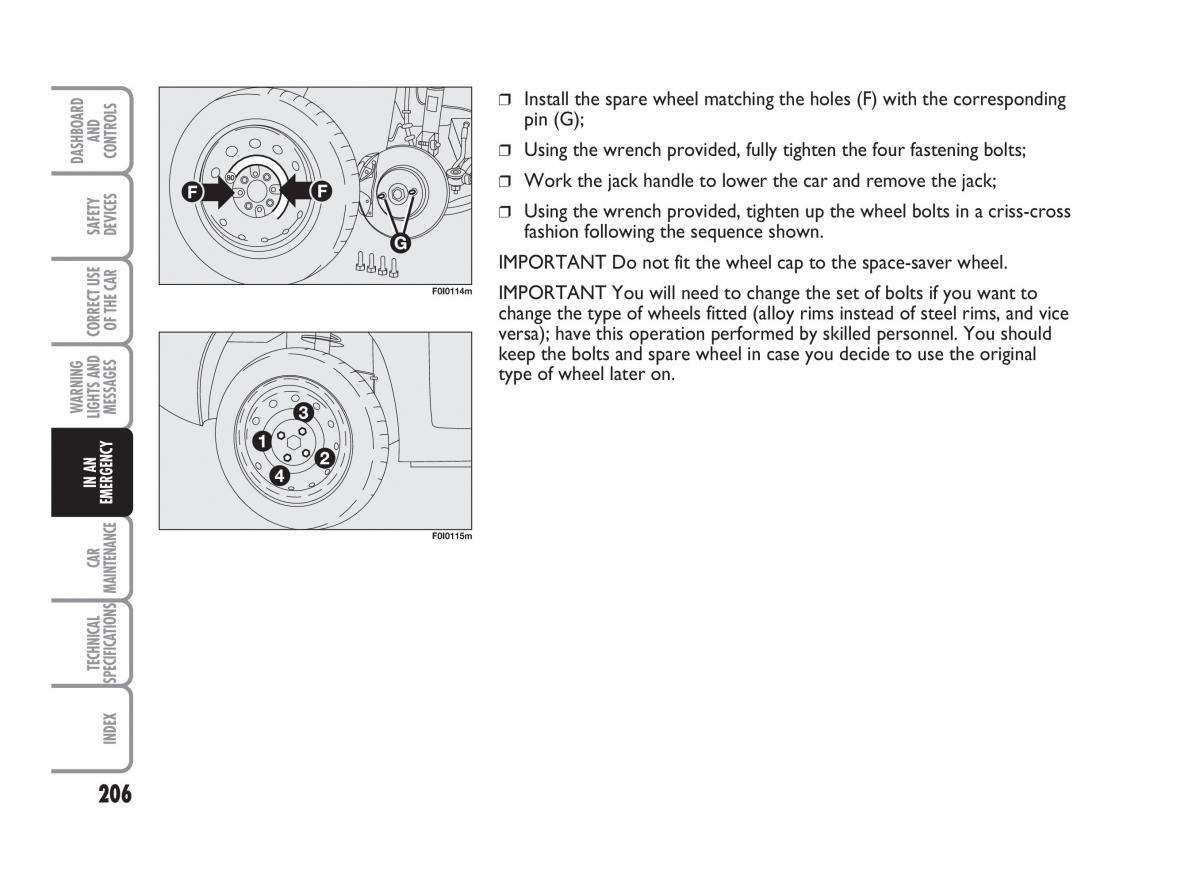 Fiat Punto II 2 owners manual / page 207