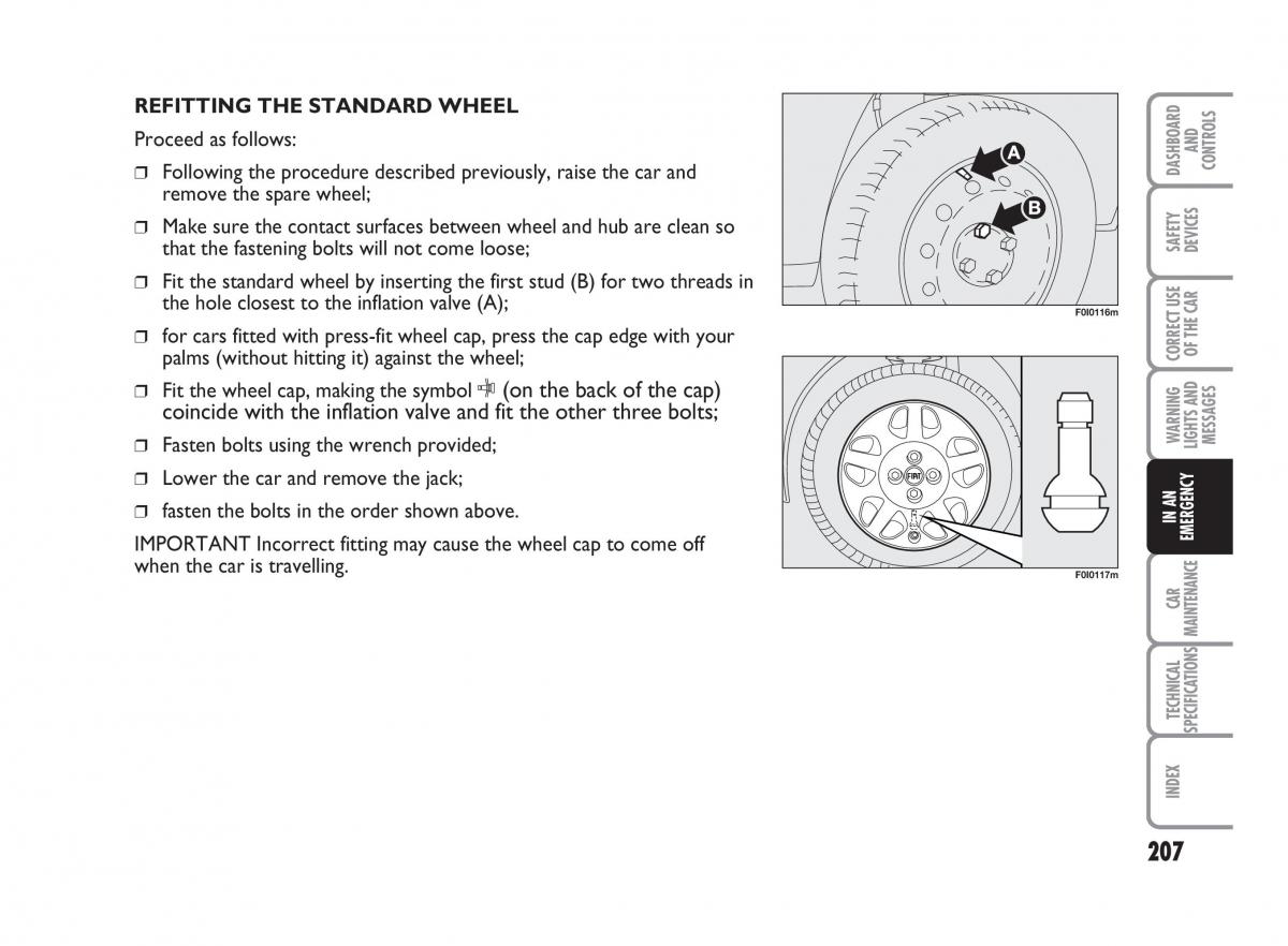 Fiat Punto II 2 owners manual / page 208