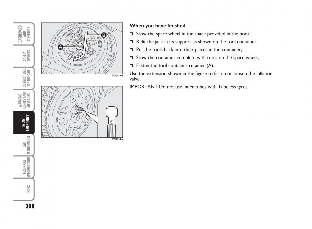 Fiat Punto II 2 owners manual / page 209