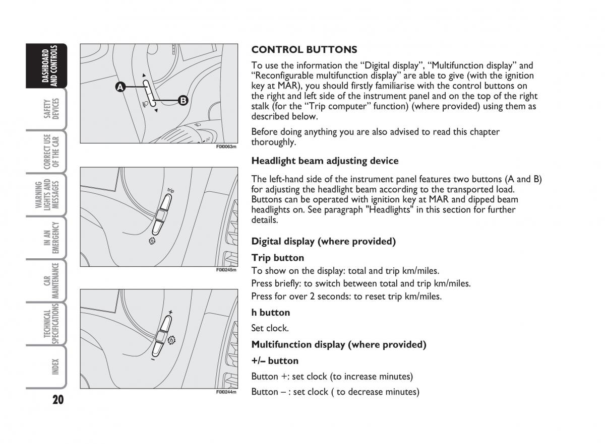 Fiat Punto II 2 owners manual / page 21