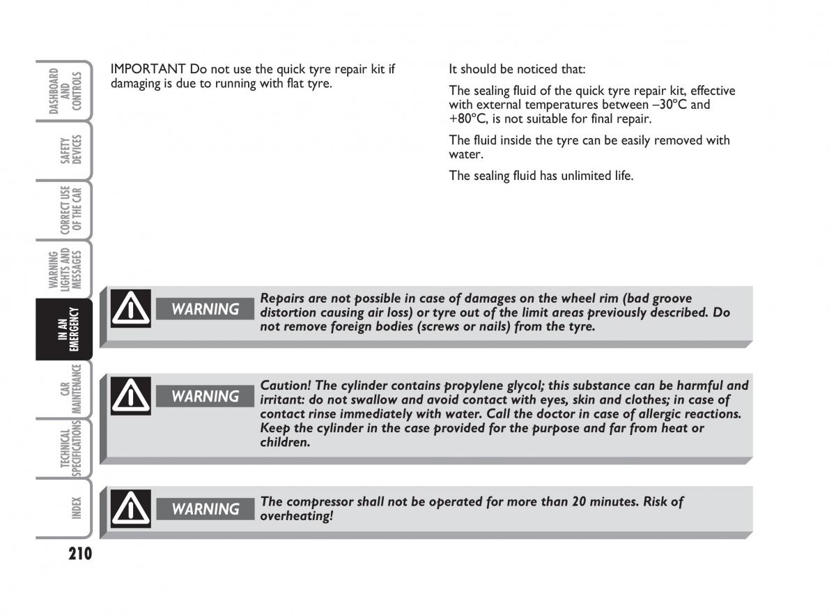 Fiat Punto II 2 owners manual / page 211