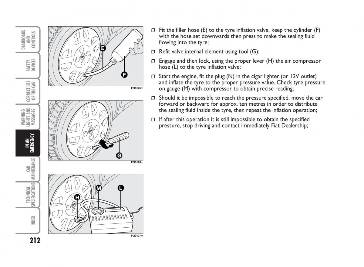 Fiat Punto II 2 owners manual / page 213