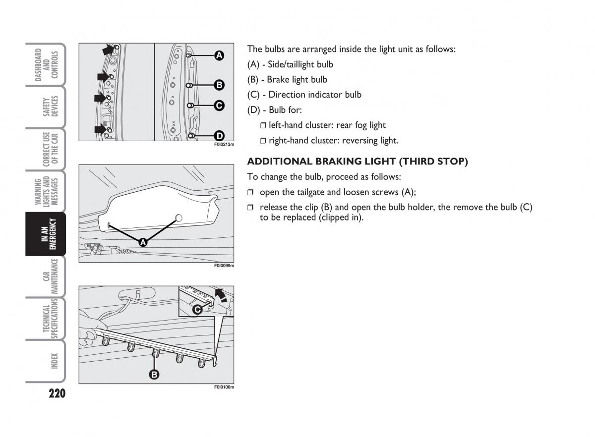 Fiat Punto II 2 owners manual / page 221