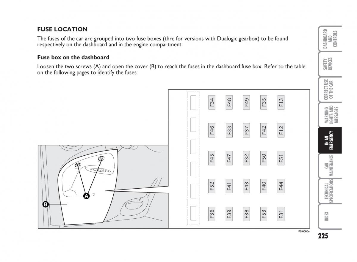 Fiat Punto II 2 owners manual / page 226