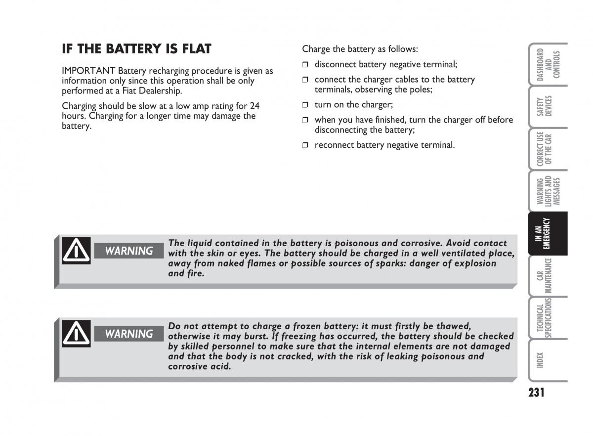 Fiat Punto II 2 owners manual / page 232