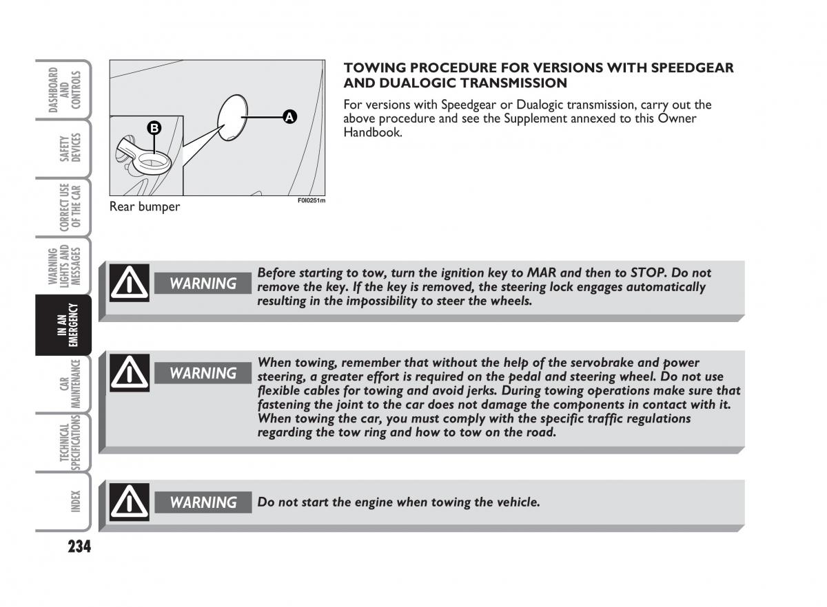 Fiat Punto II 2 owners manual / page 235