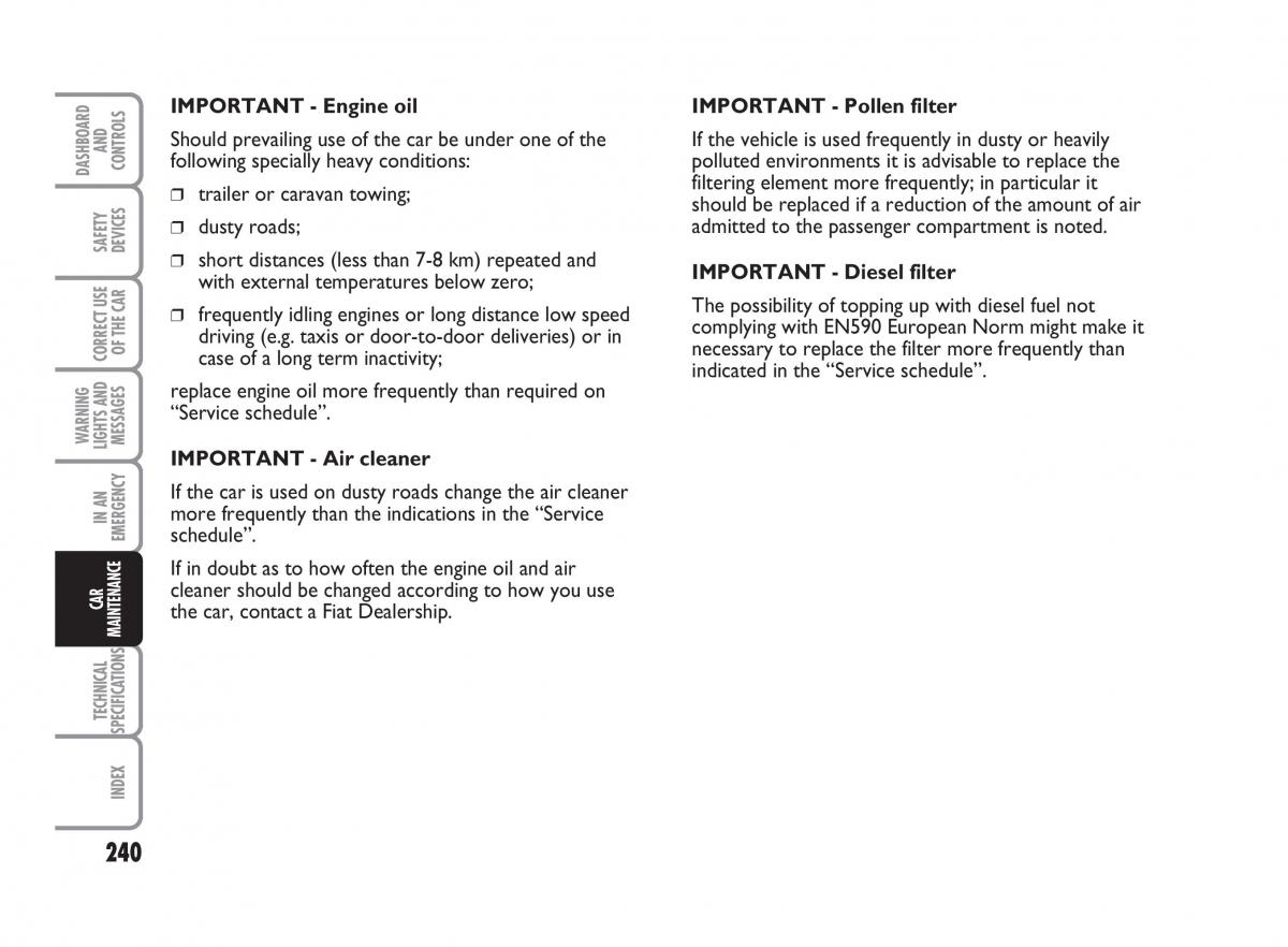 Fiat Punto II 2 owners manual / page 241