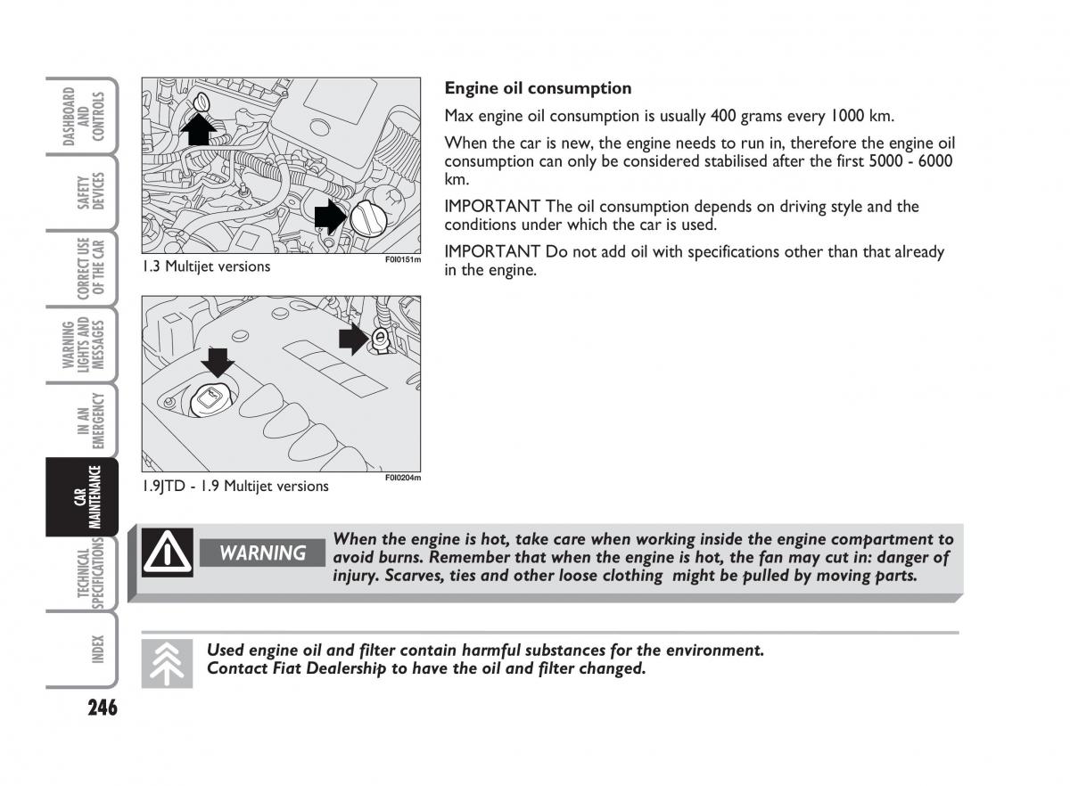 Fiat Punto II 2 owners manual / page 247