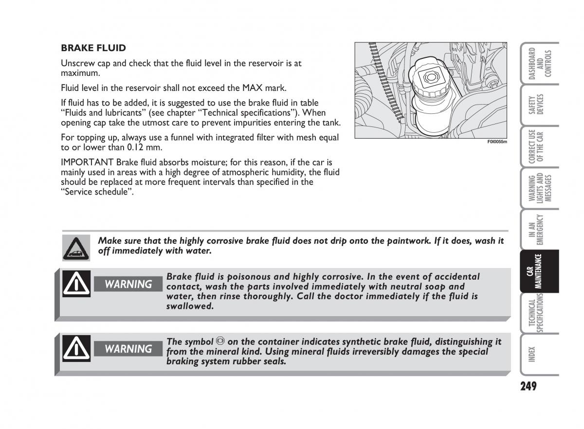 Fiat Punto II 2 owners manual / page 250