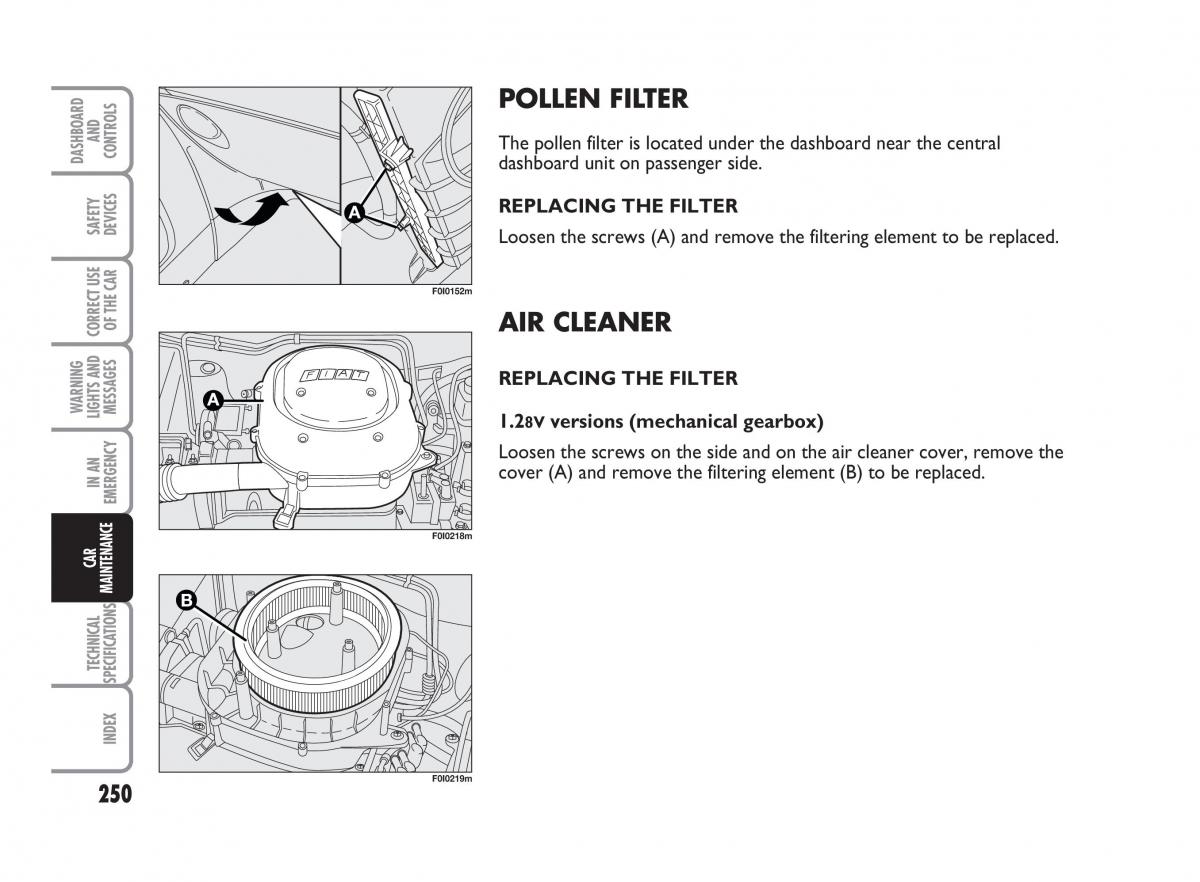 Fiat Punto II 2 owners manual / page 251