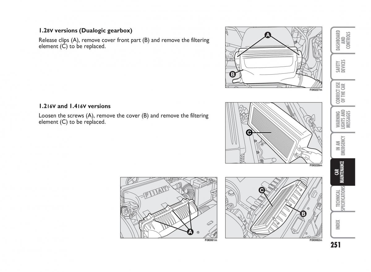 Fiat Punto II 2 owners manual / page 252