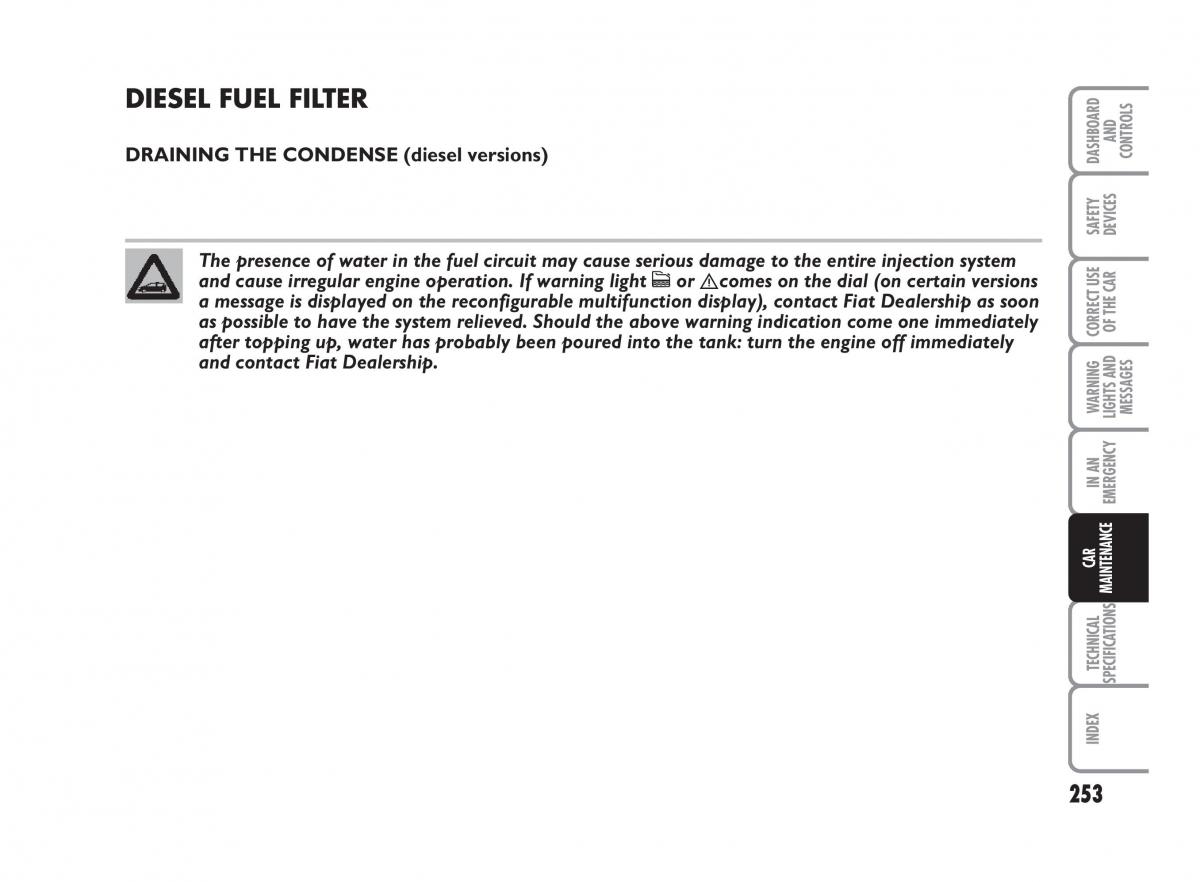 Fiat Punto II 2 owners manual / page 254