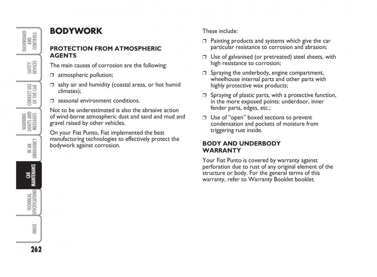 Fiat Punto II 2 owners manual / page 263