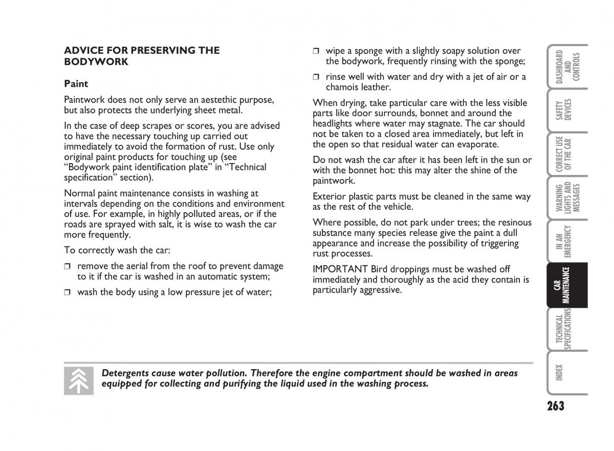 Fiat Punto II 2 owners manual / page 264