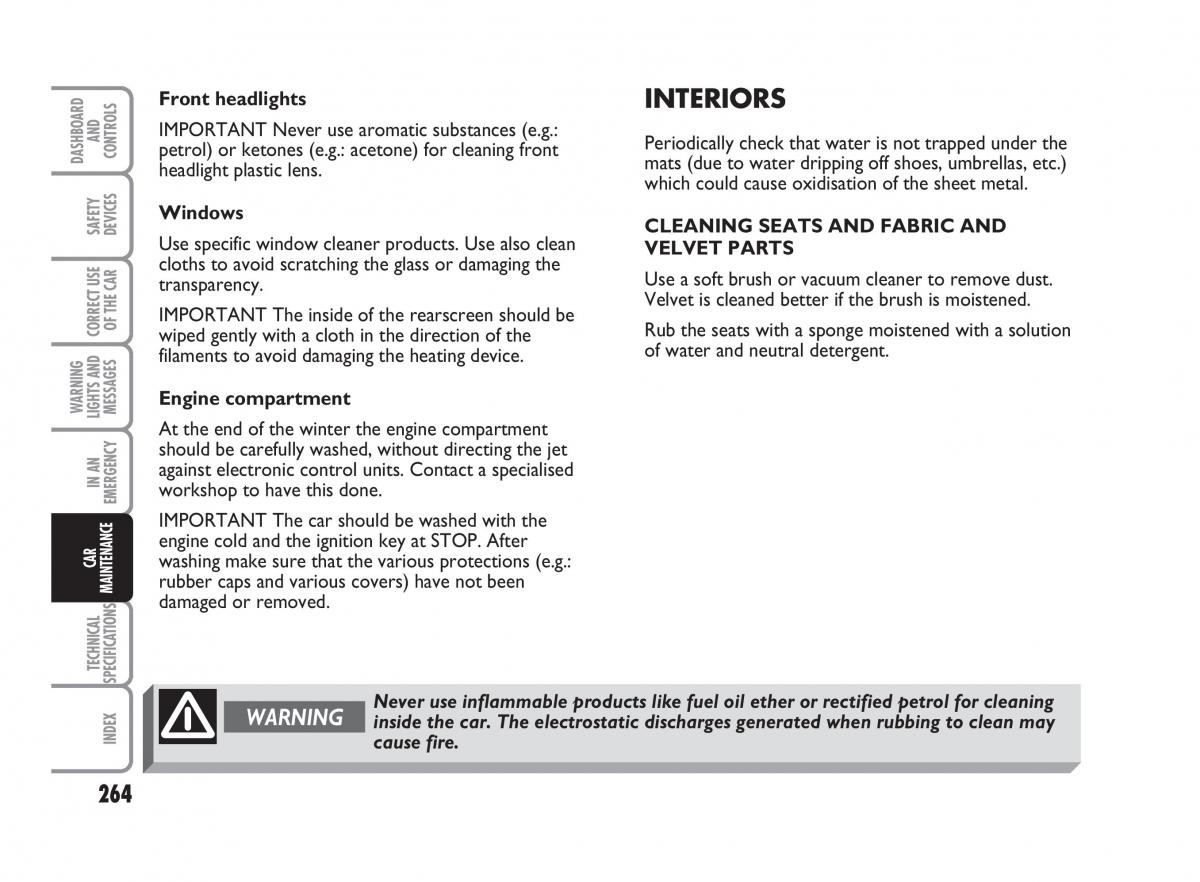 Fiat Punto II 2 owners manual / page 265