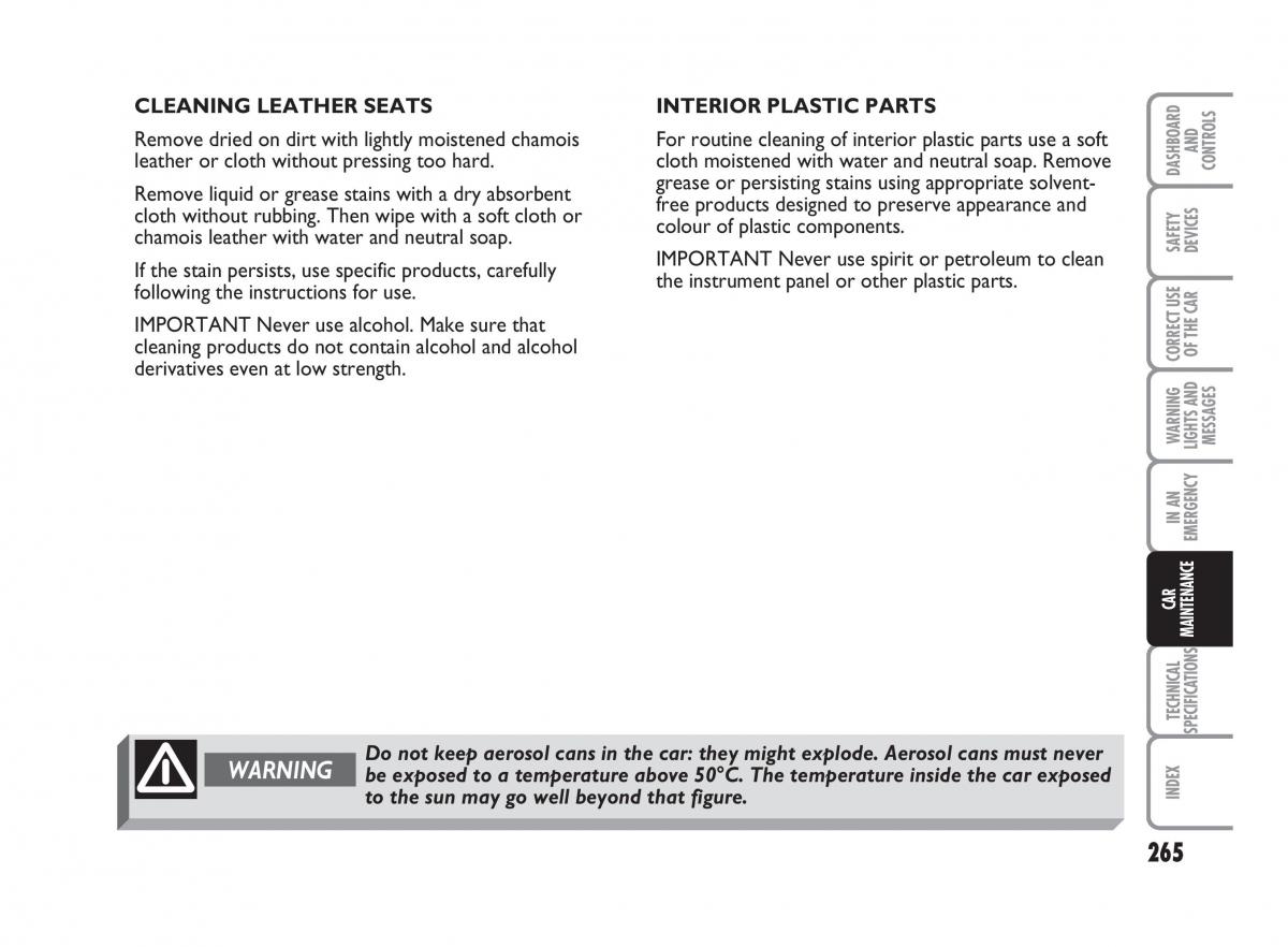 Fiat Punto II 2 owners manual / page 266