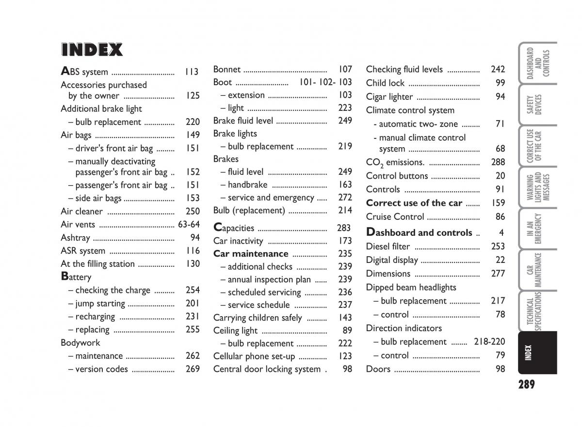 Fiat Punto II 2 owners manual / page 290