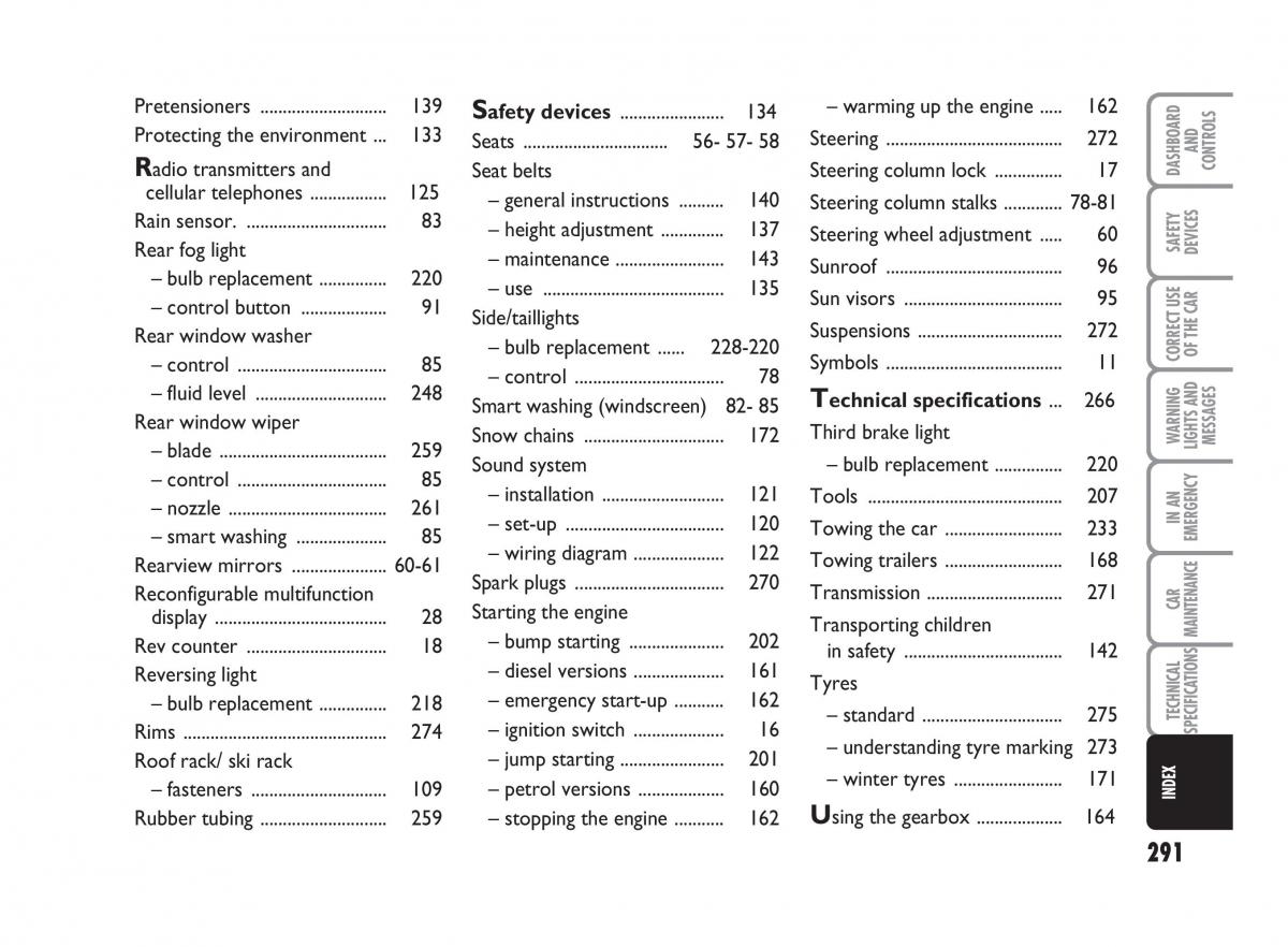 Fiat Punto II 2 owners manual / page 292