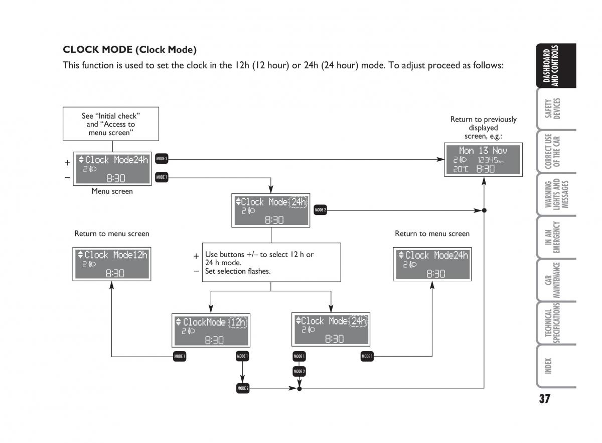 Fiat Punto II 2 owners manual / page 38