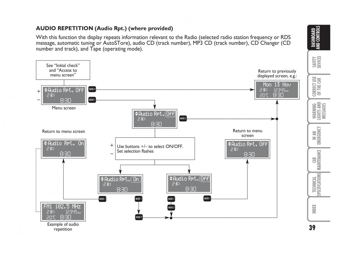 Fiat Punto II 2 owners manual / page 40