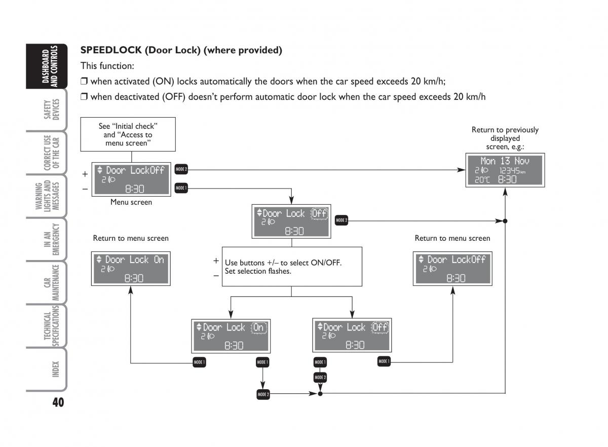 Fiat Punto II 2 owners manual / page 41