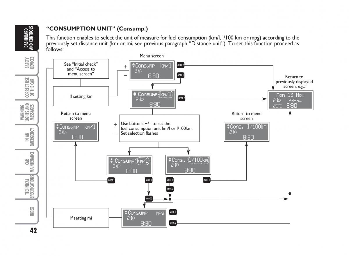 Fiat Punto II 2 owners manual / page 43