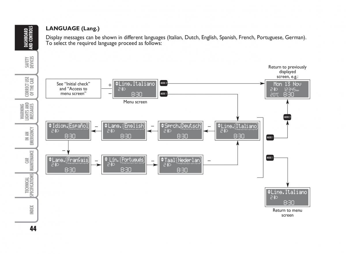 Fiat Punto II 2 owners manual / page 45