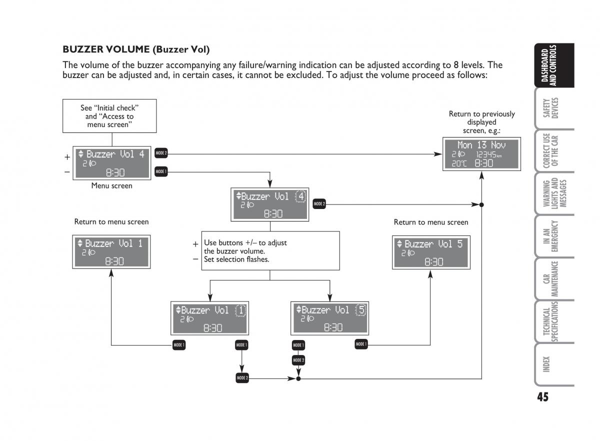 Fiat Punto II 2 owners manual / page 46