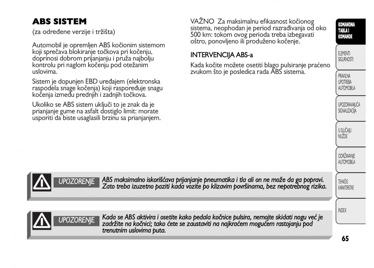 Fiat Punto II 2 vlasnicko uputstvo / page 66