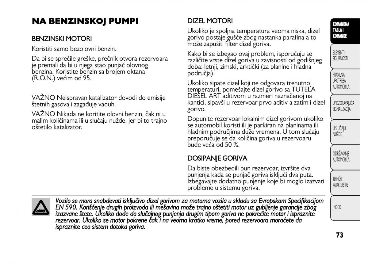 Fiat Punto II 2 vlasnicko uputstvo / page 74