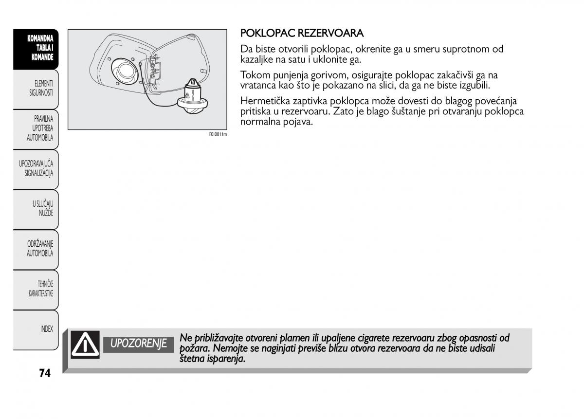 Fiat Punto II 2 vlasnicko uputstvo / page 75