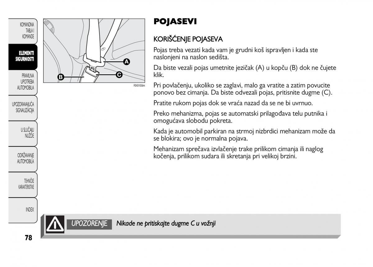 Fiat Punto II 2 vlasnicko uputstvo / page 79