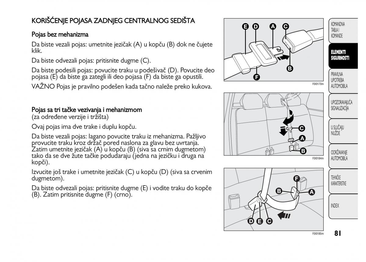 Fiat Punto II 2 vlasnicko uputstvo / page 82