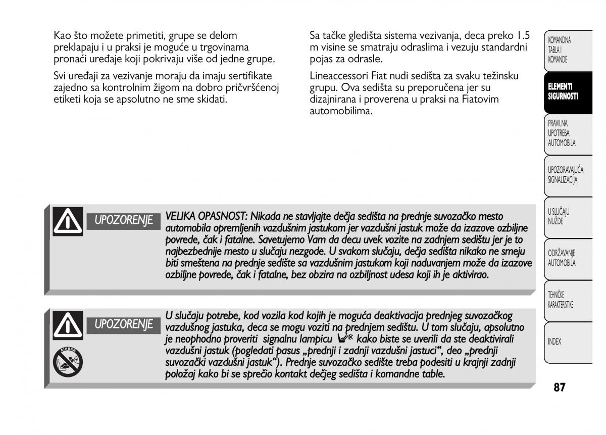 Fiat Punto II 2 vlasnicko uputstvo / page 88