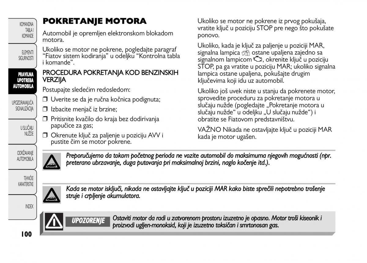 Fiat Punto II 2 vlasnicko uputstvo / page 101