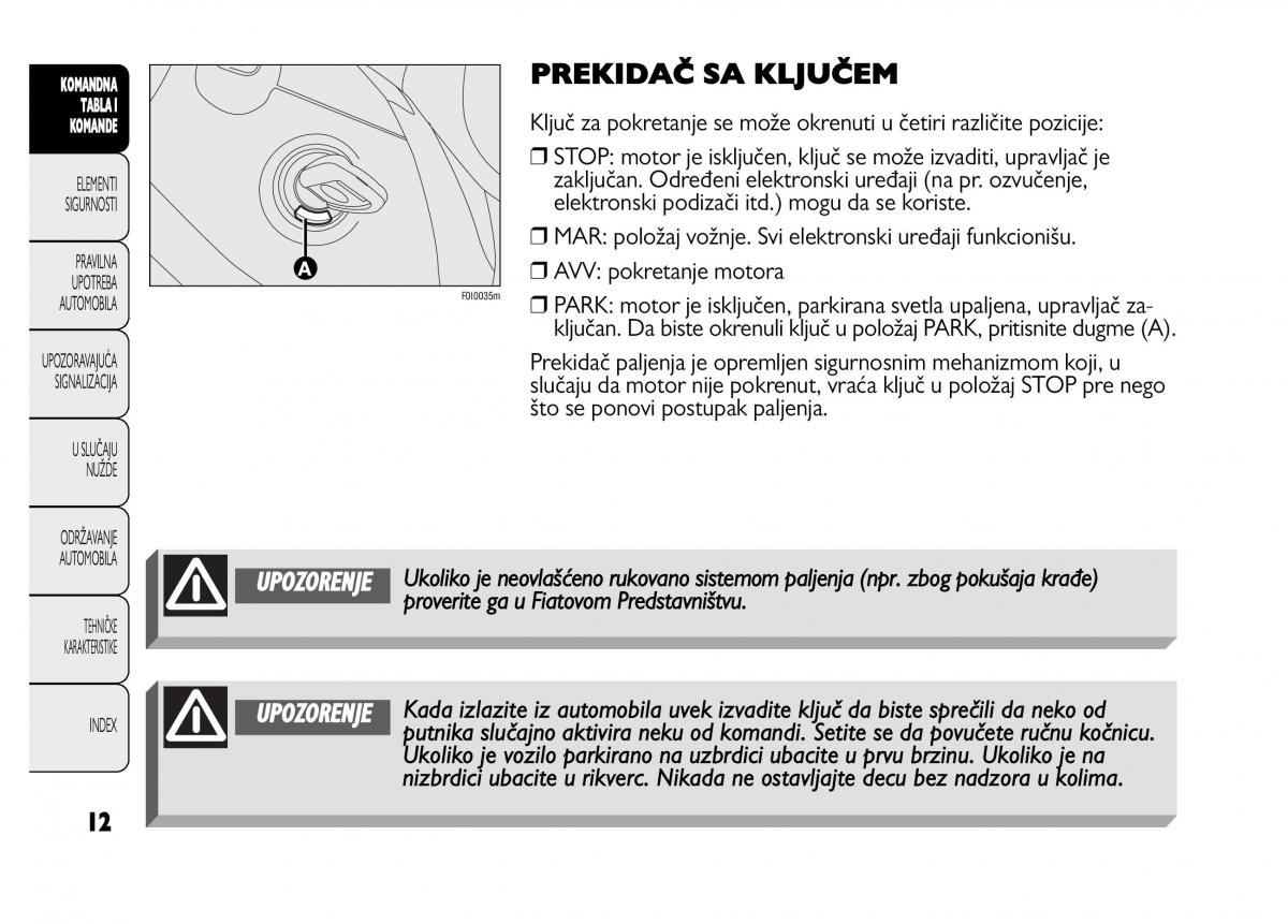 Fiat Punto II 2 vlasnicko uputstvo / page 13