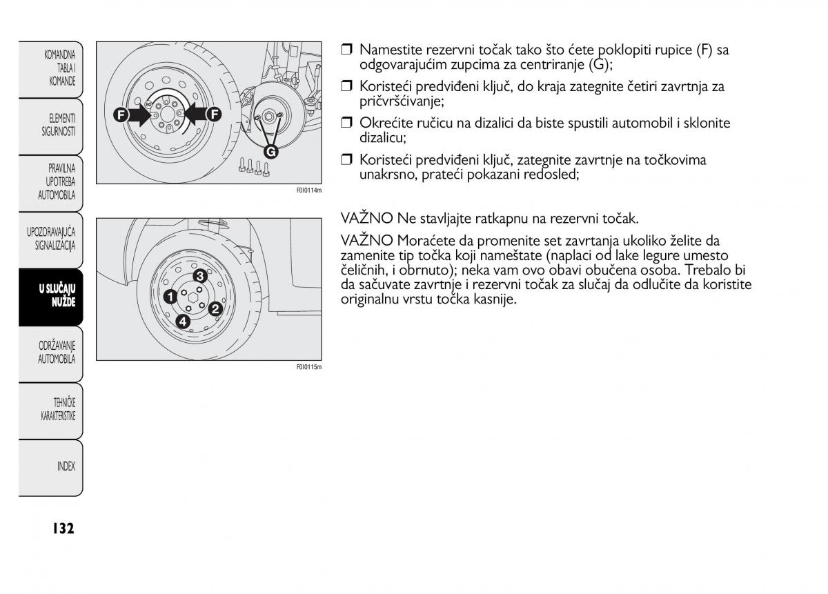 Fiat Punto II 2 vlasnicko uputstvo / page 133