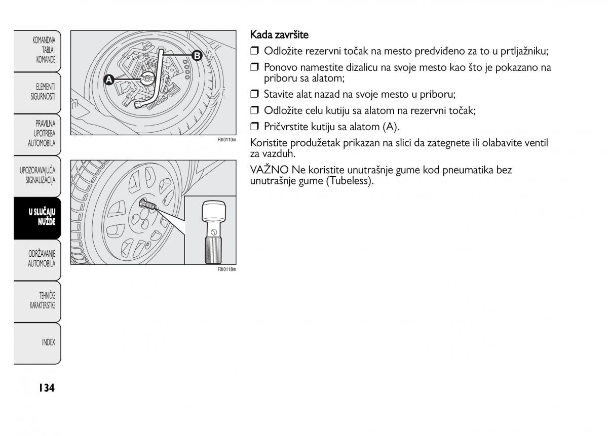 Fiat Punto II 2 vlasnicko uputstvo / page 135