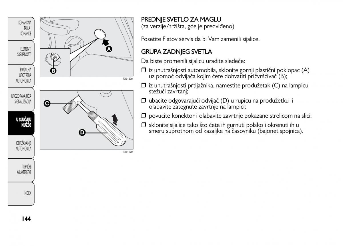 Fiat Punto II 2 vlasnicko uputstvo / page 145