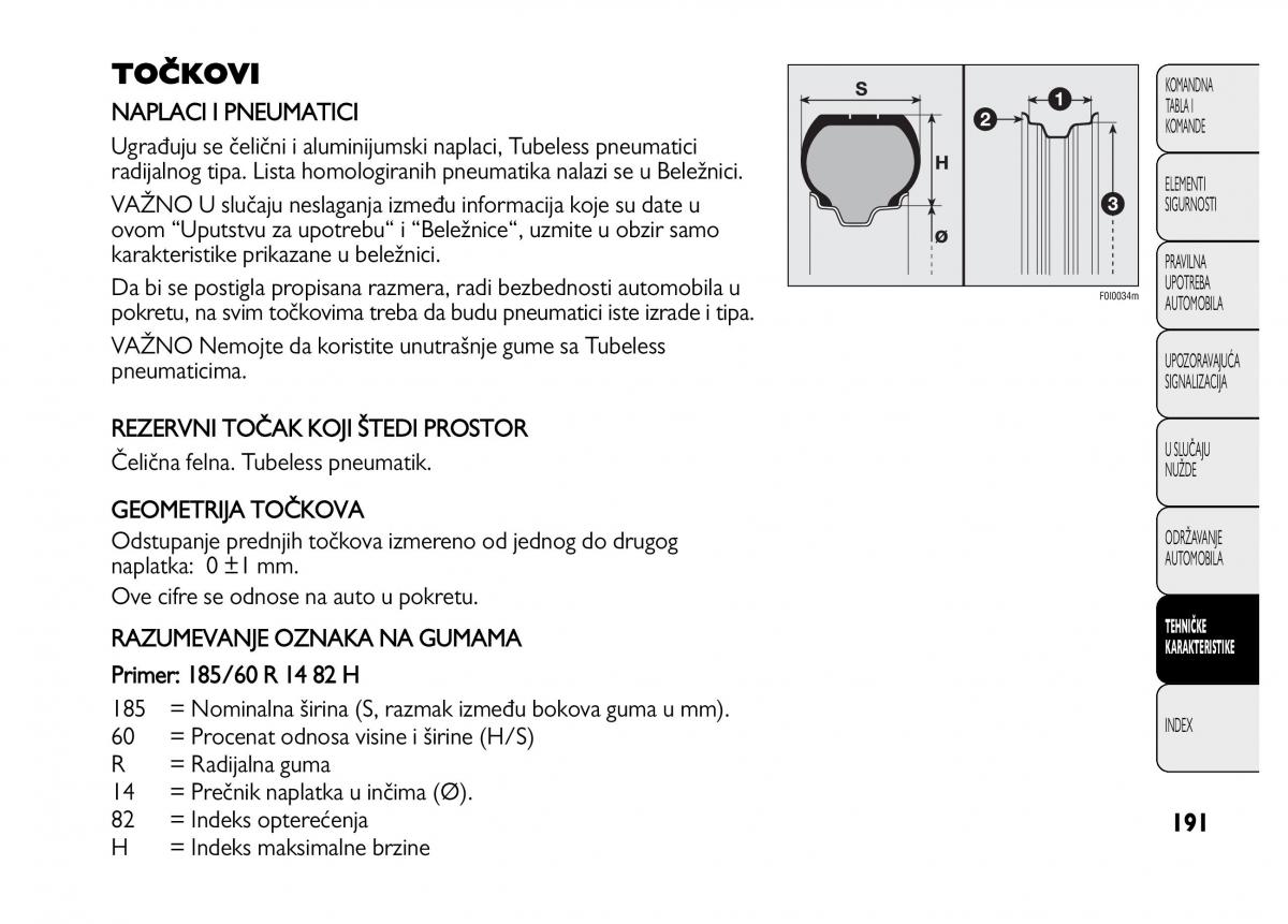 Fiat Punto II 2 vlasnicko uputstvo / page 192