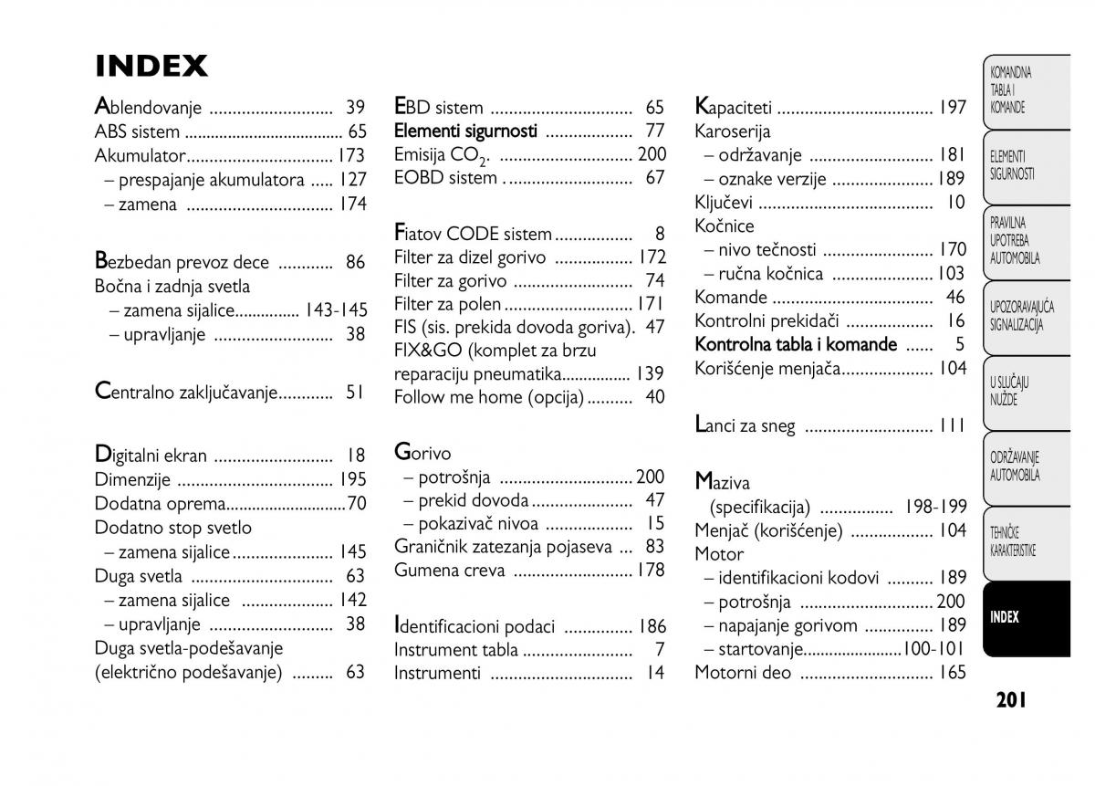 Fiat Punto II 2 vlasnicko uputstvo / page 202