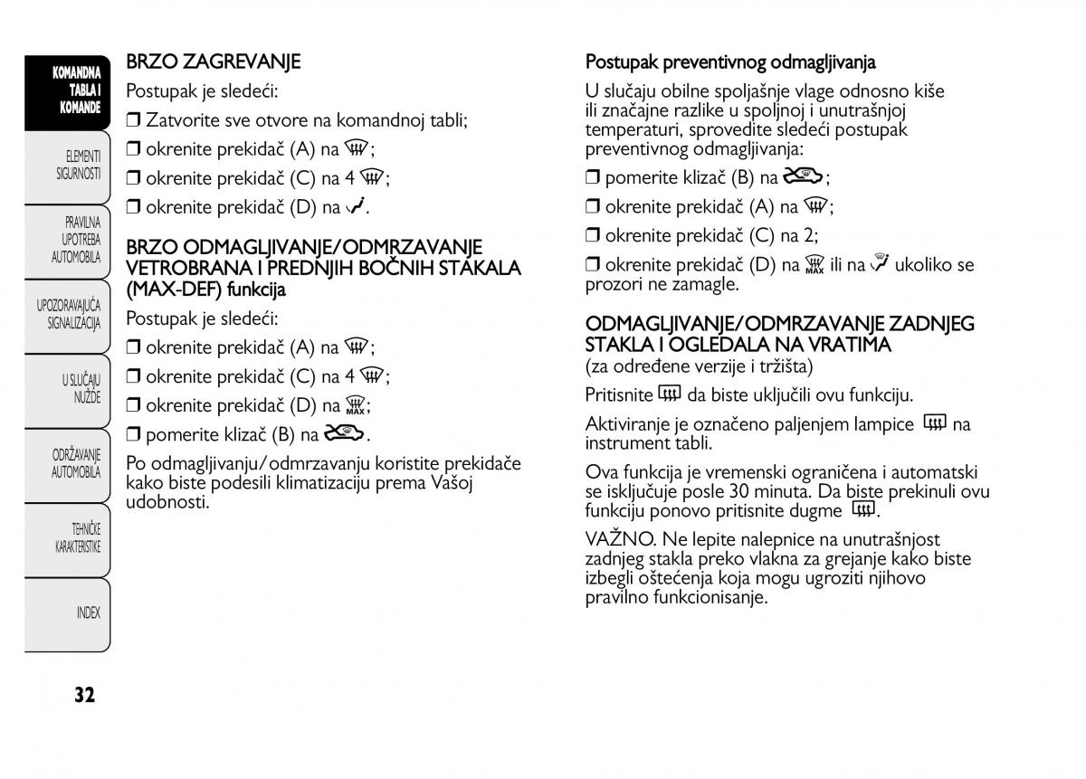 Fiat Punto II 2 vlasnicko uputstvo / page 33